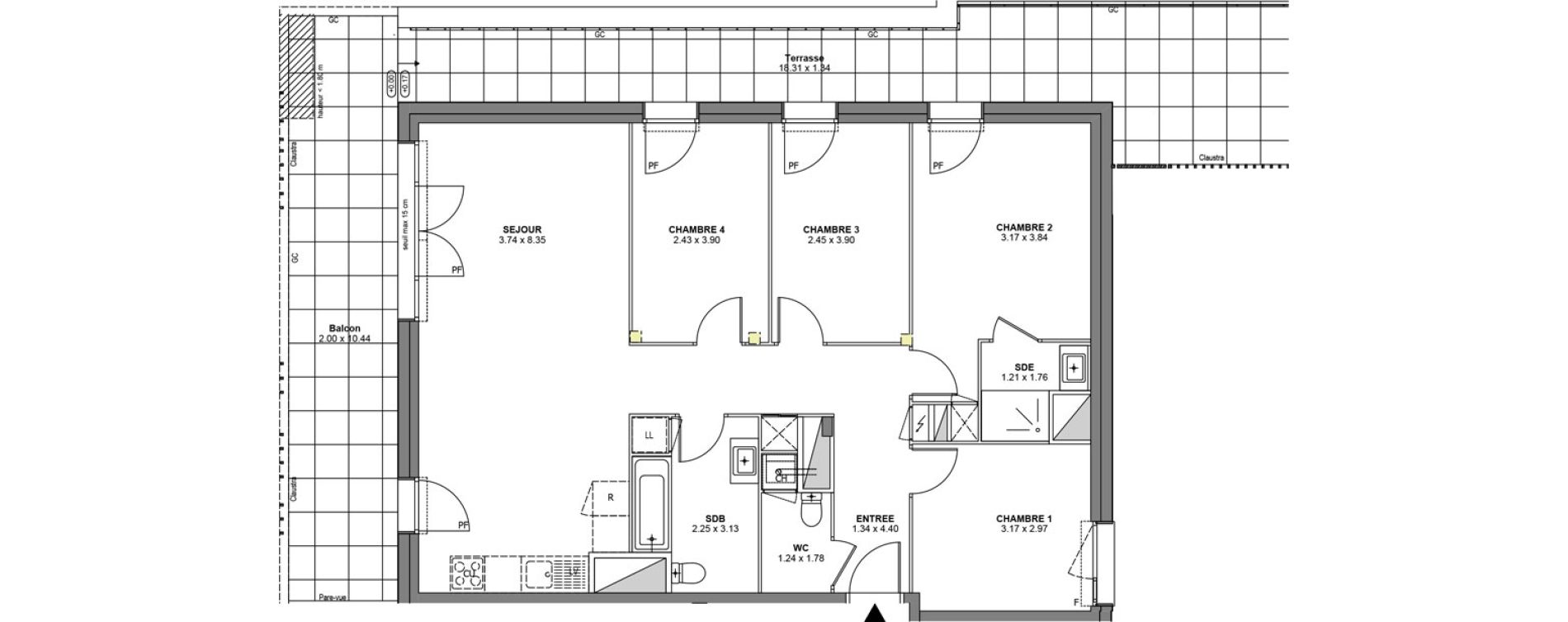 Appartement T5 de 95,27 m2 &agrave; Bons-En-Chablais Centre