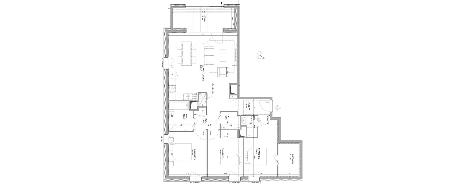 Appartement T4 de 88,74 m2 &agrave; Bons-En-Chablais Centre