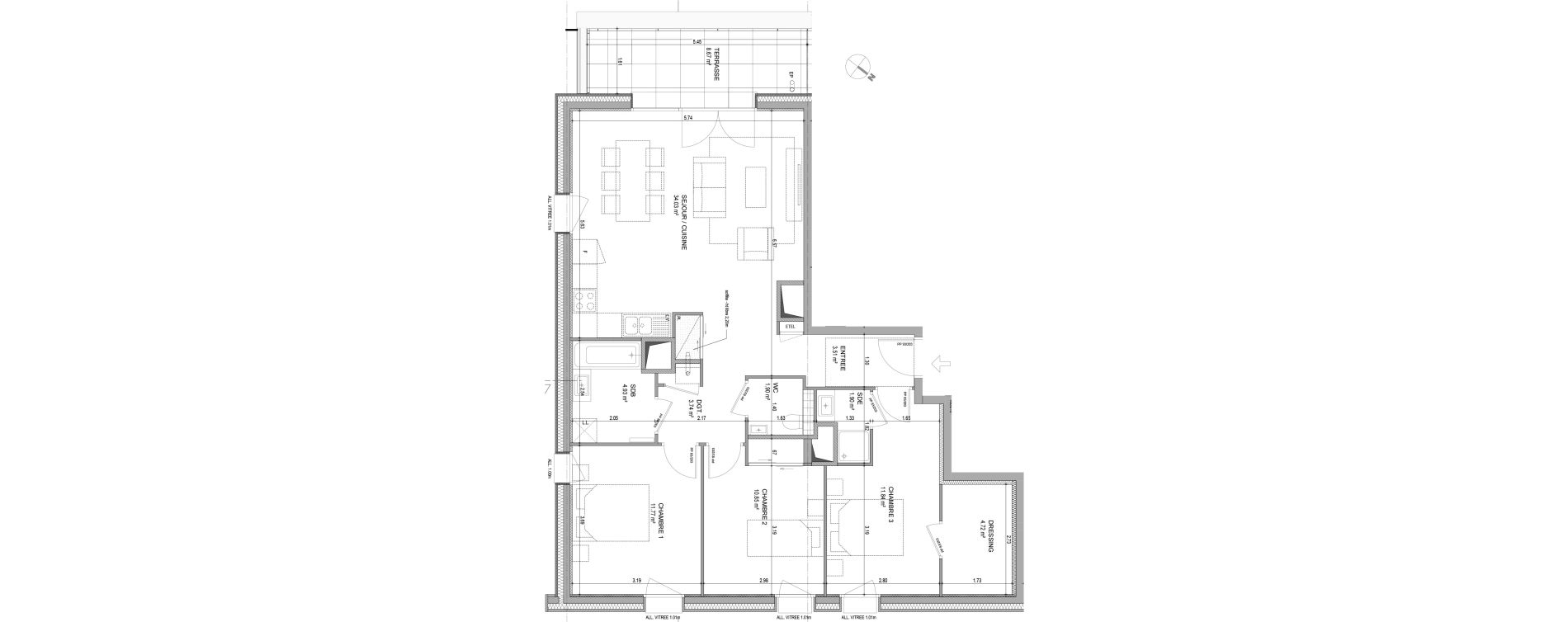 Appartement T4 de 89,19 m2 &agrave; Bons-En-Chablais Centre