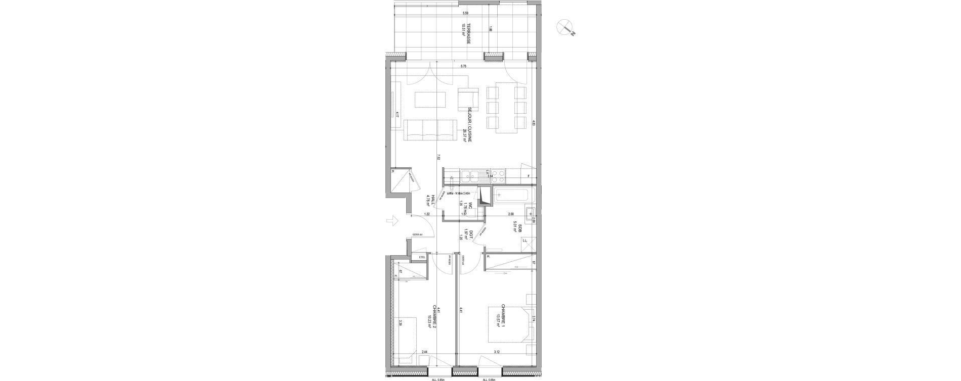 Appartement T3 de 63,71 m2 &agrave; Bons-En-Chablais Centre