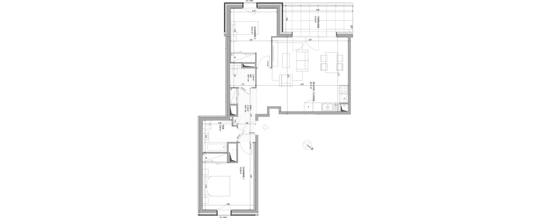 Appartement T3 de 66,82 m2 &agrave; Bons-En-Chablais Centre