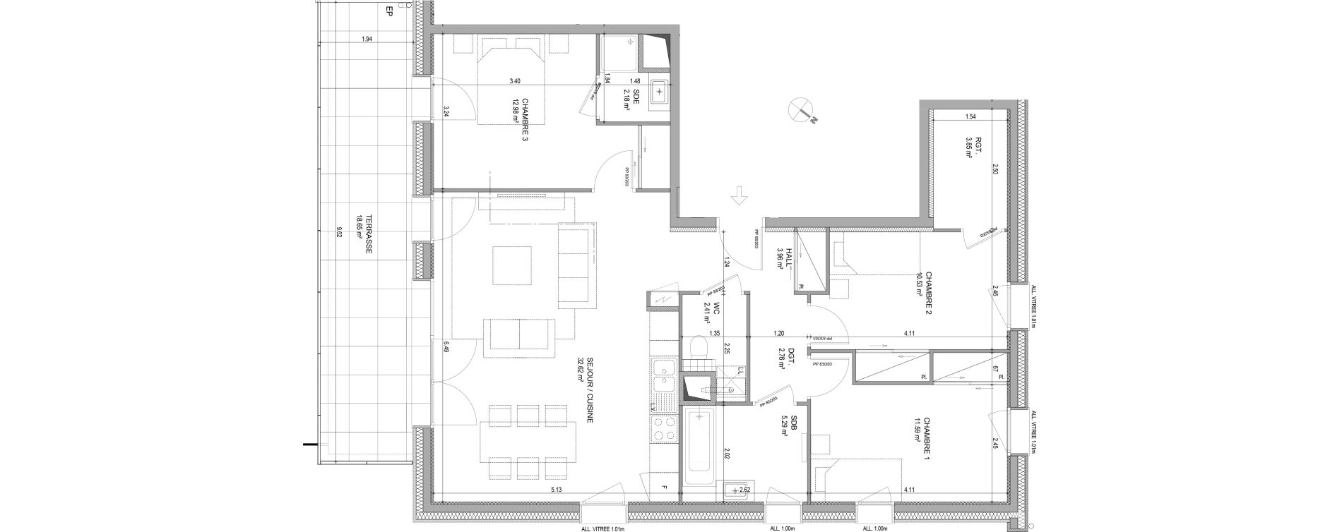 Appartement T4 de 88,17 m2 &agrave; Bons-En-Chablais Centre