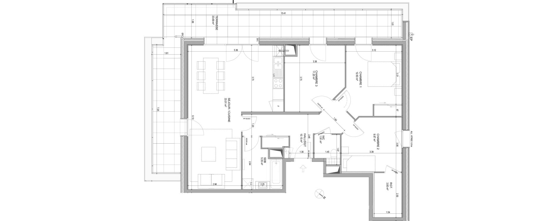 Appartement T4 de 87,97 m2 &agrave; Bons-En-Chablais Centre