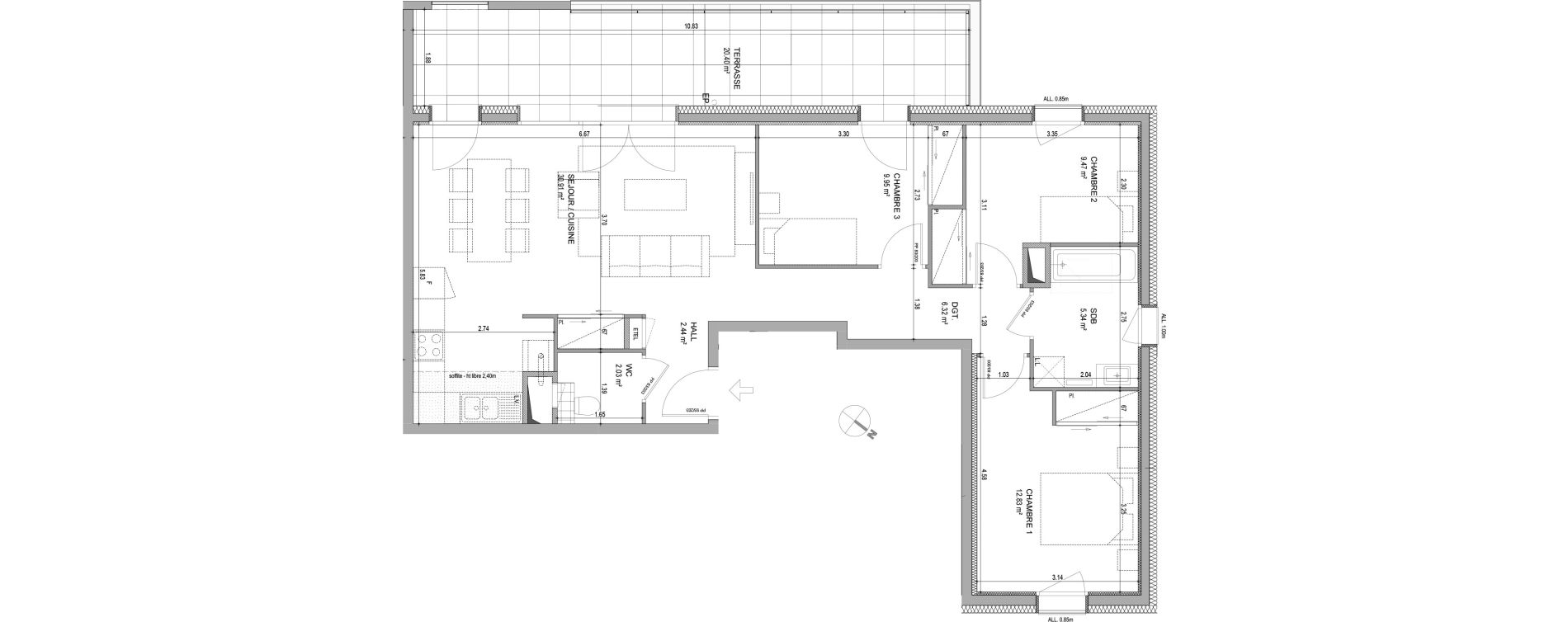 Appartement T4 de 79,29 m2 &agrave; Bons-En-Chablais Centre