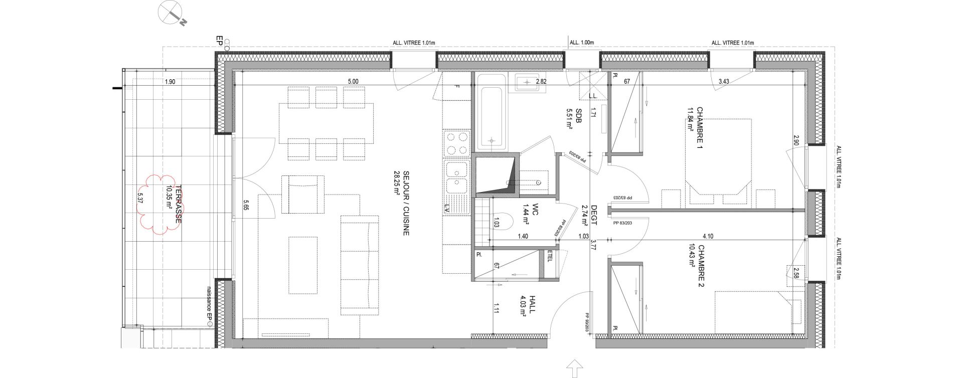 Appartement T3 de 64,24 m2 &agrave; Bons-En-Chablais Centre