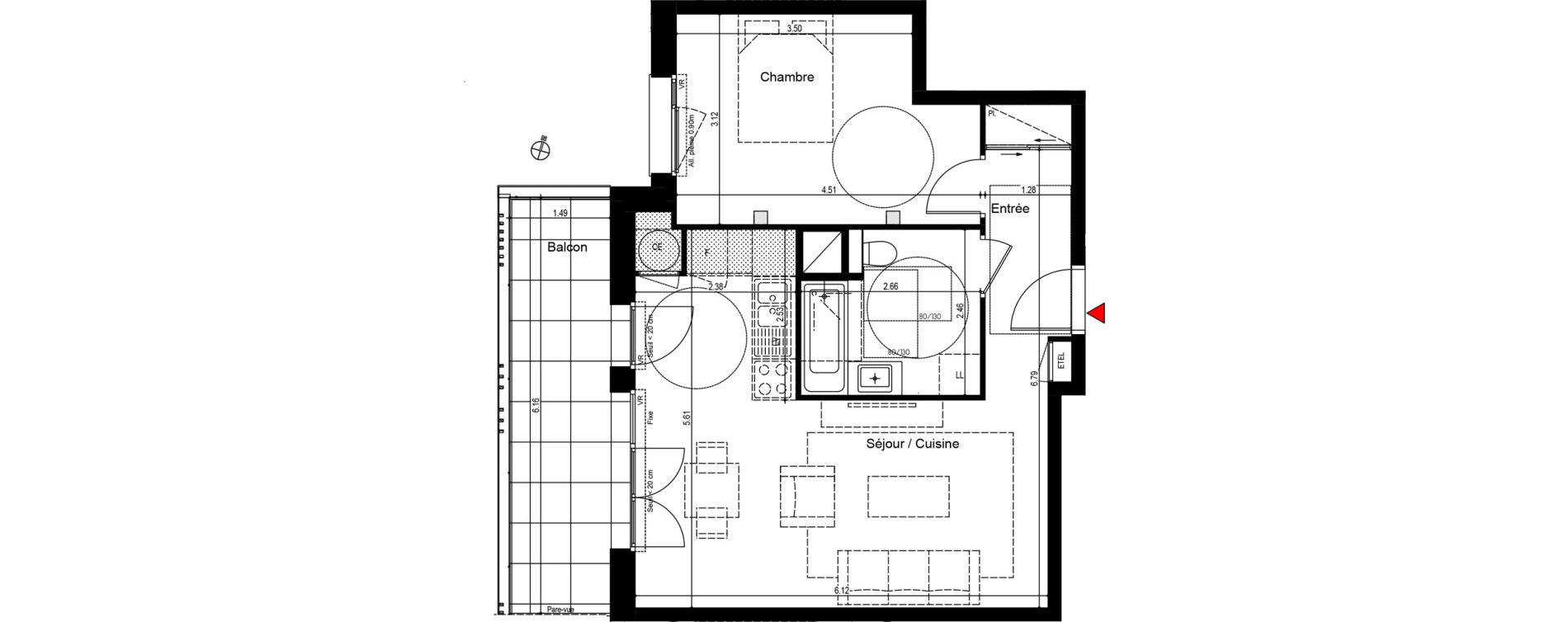 Appartement T2 de 48,62 m2 &agrave; Bons-En-Chablais Centre