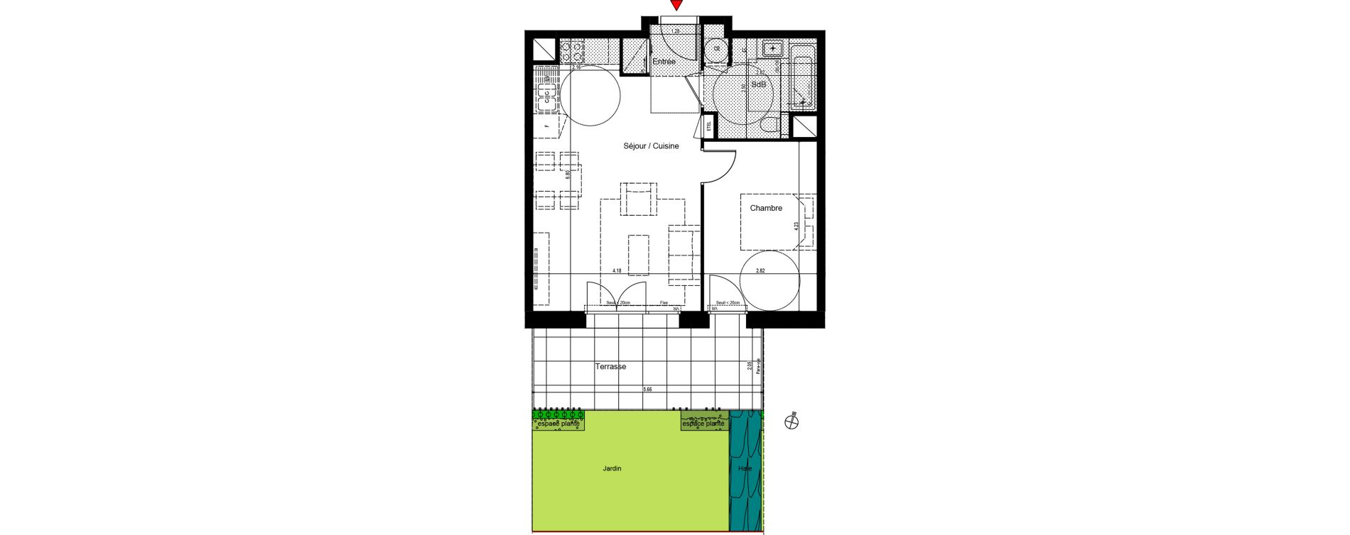 Appartement T2 de 46,48 m2 &agrave; Bons-En-Chablais Centre
