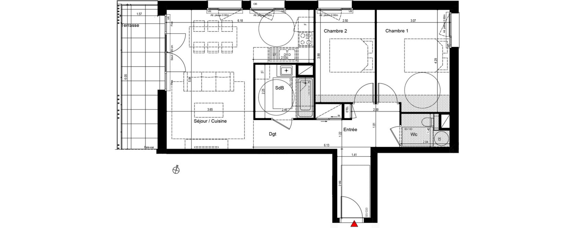 Appartement T3 de 70,39 m2 &agrave; Bons-En-Chablais Centre
