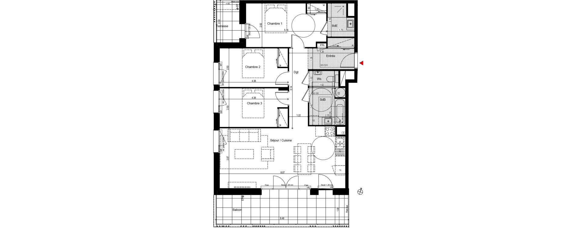 Appartement T4 de 88,59 m2 &agrave; Bons-En-Chablais Centre