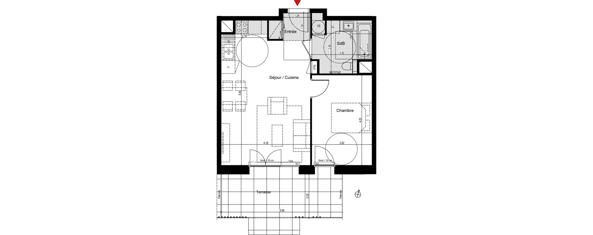 Appartement T2 de 46,48 m2 &agrave; Bons-En-Chablais Centre