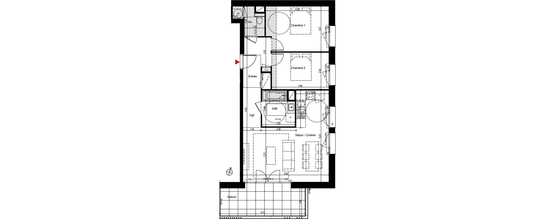 Appartement T3 de 67,20 m2 &agrave; Bons-En-Chablais Centre