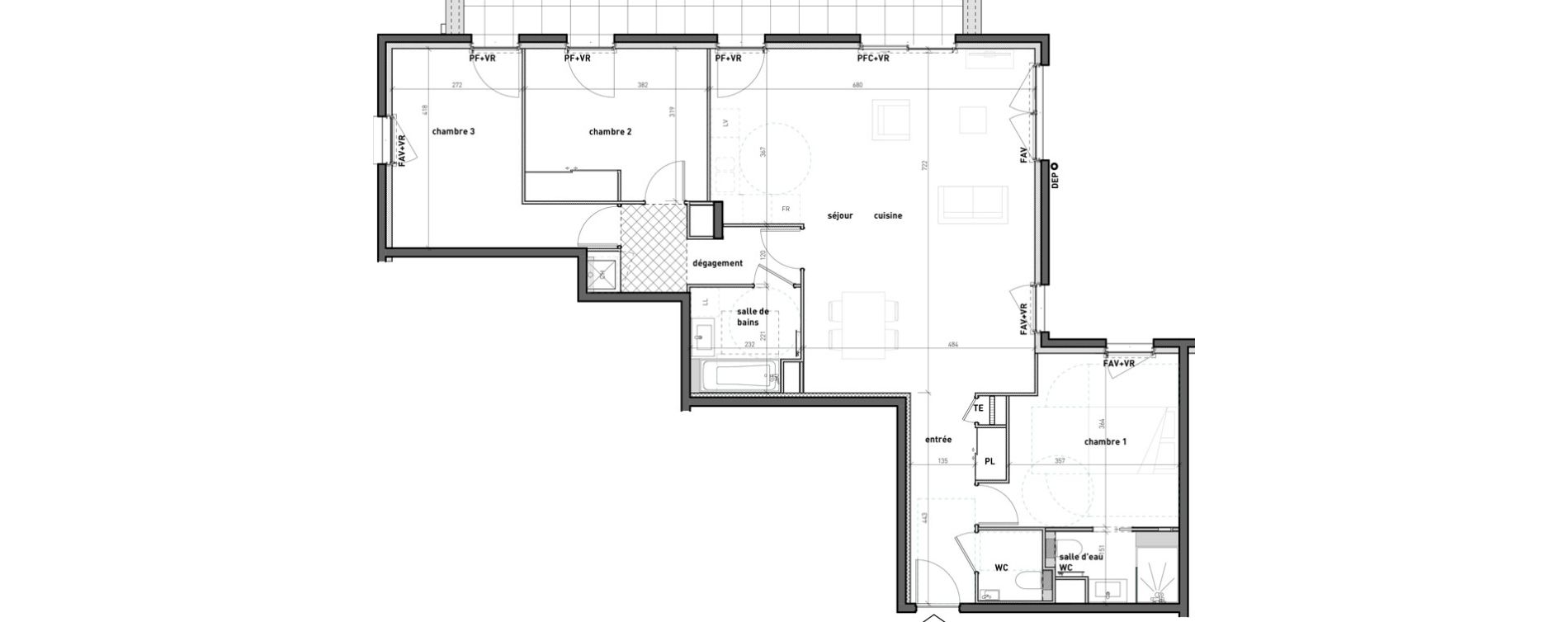 Appartement T4 de 102,60 m2 &agrave; Bossey Centre