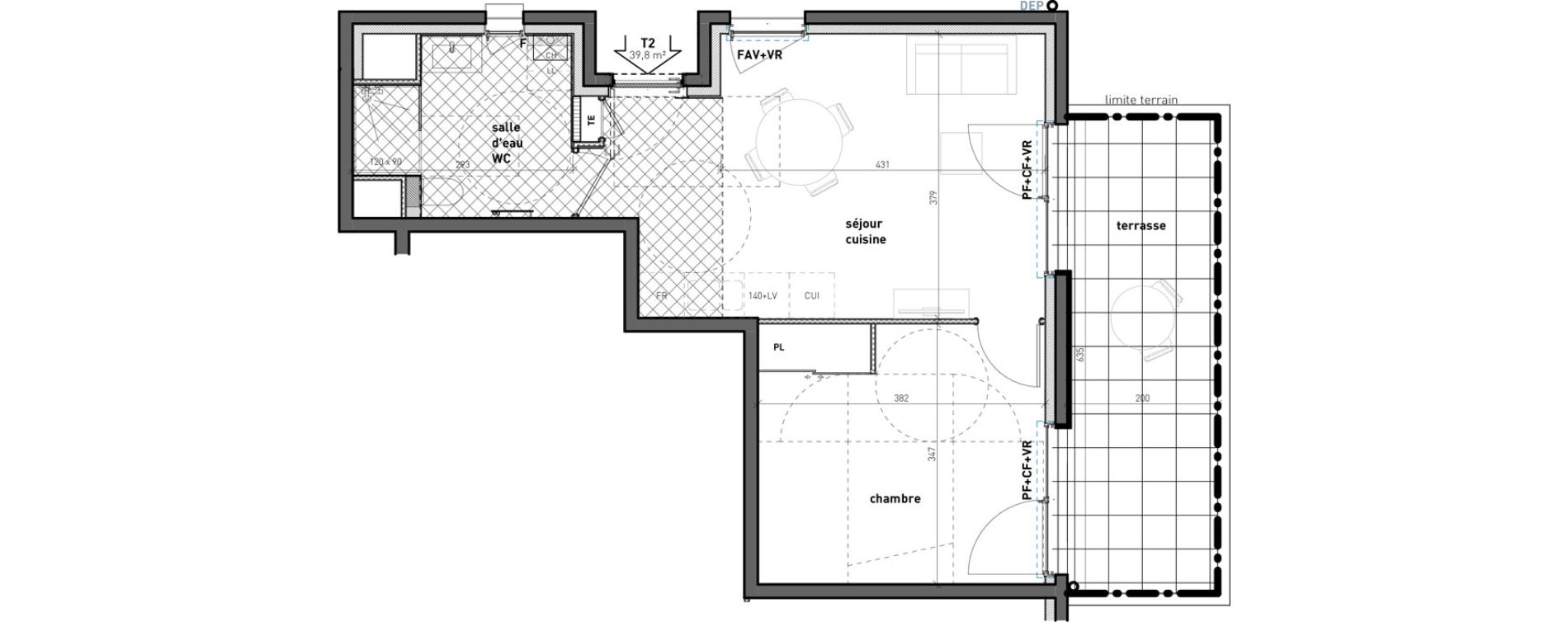 Appartement T2 de 39,60 m2 à Bossey Centre