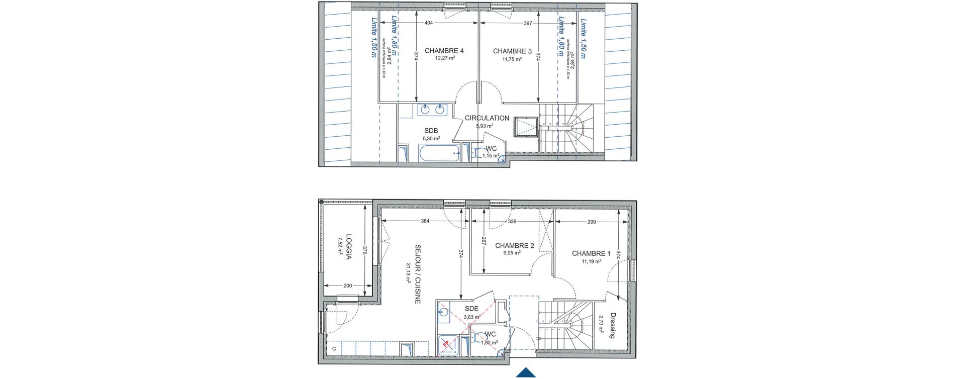 Duplex T5 de 95,92 m2 &agrave; Brenthonne Centre