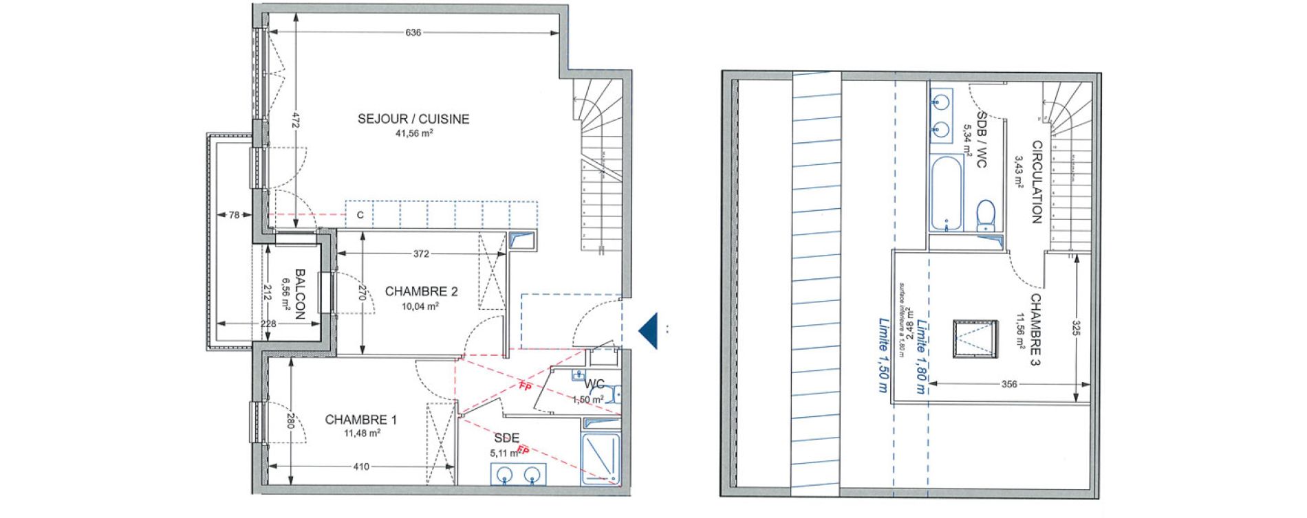 Duplex T4 de 90,02 m2 &agrave; Brenthonne Centre