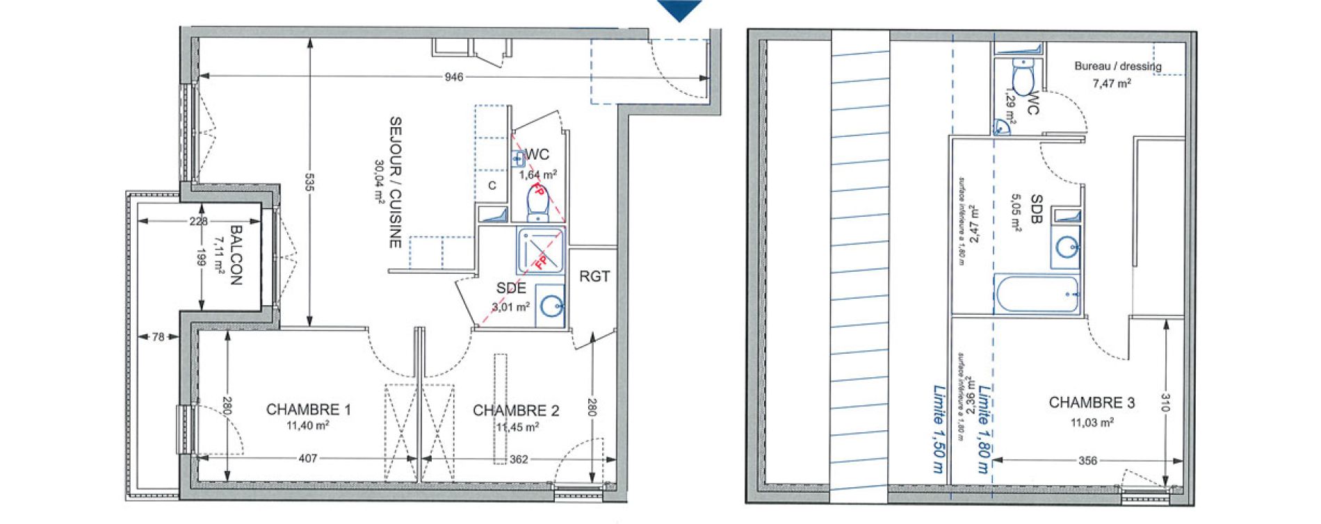 Duplex T4 de 82,38 m2 &agrave; Brenthonne Centre