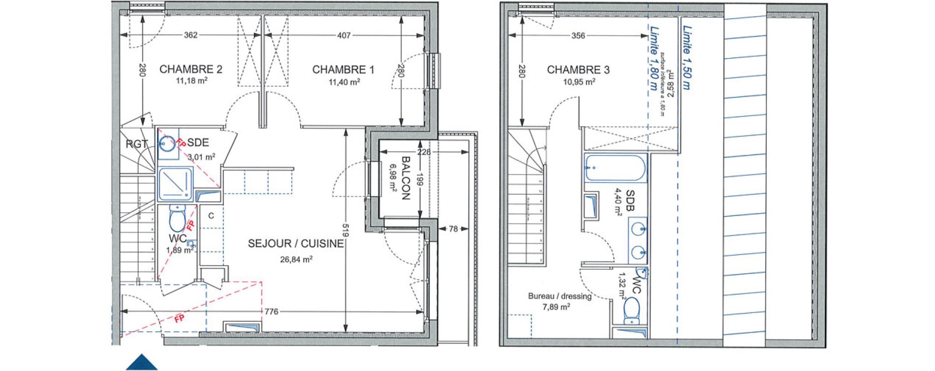 Duplex T4 de 78,88 m2 &agrave; Brenthonne Centre