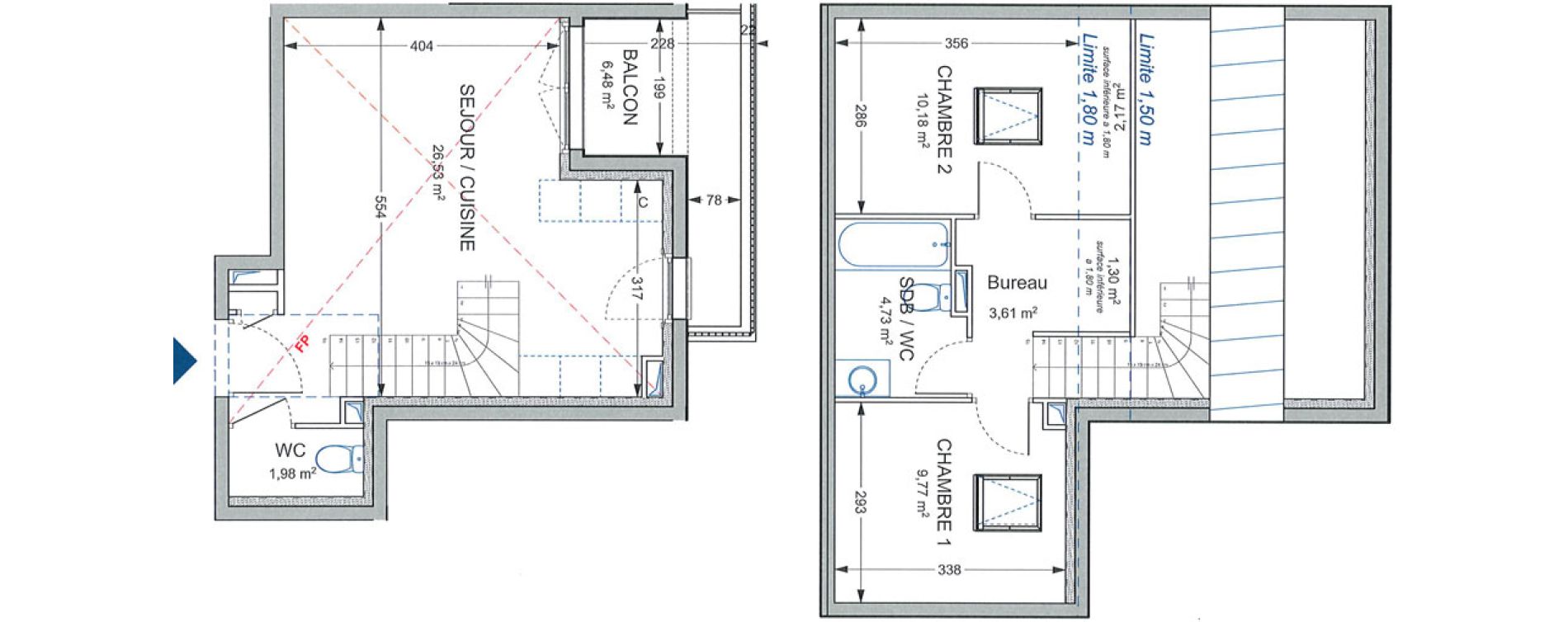 Duplex T3 de 56,80 m2 &agrave; Brenthonne Centre