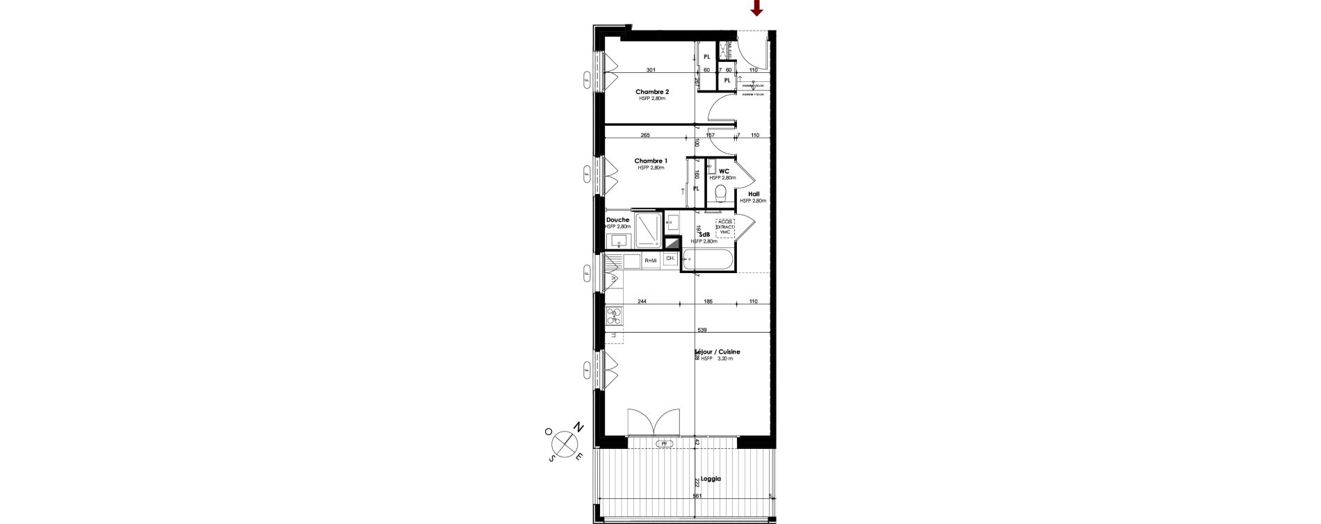 Appartement T3 de 66,41 m2 &agrave; Chamonix-Mont-Blanc Centre