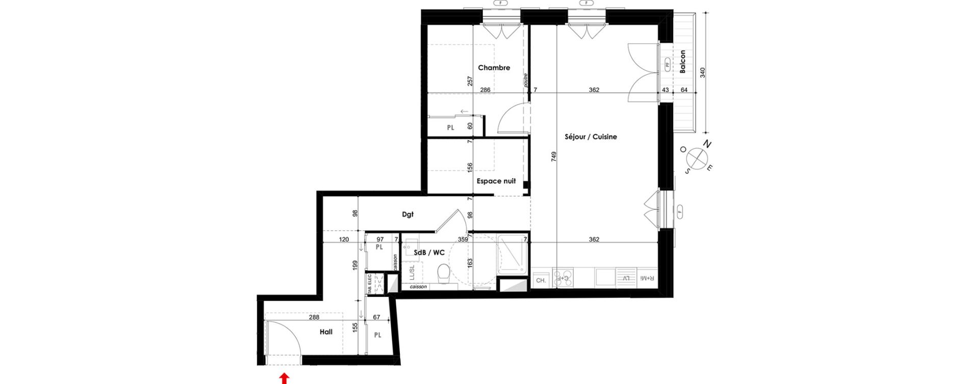 Appartement T2 de 60,75 m2 &agrave; Chamonix-Mont-Blanc Centre
