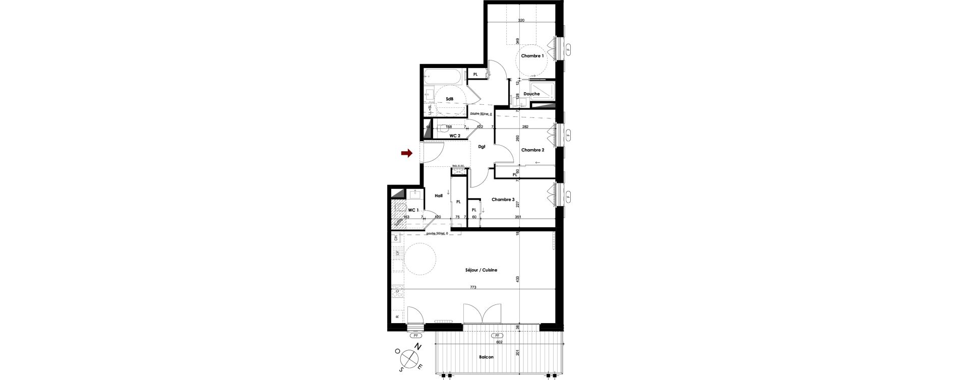 Appartement T4 de 88,80 m2 &agrave; Chamonix-Mont-Blanc Centre