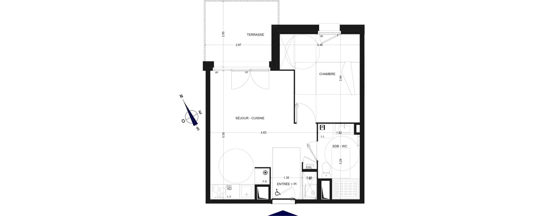 Appartement T2 de 39,88 m2 &agrave; Charvonnex Centre