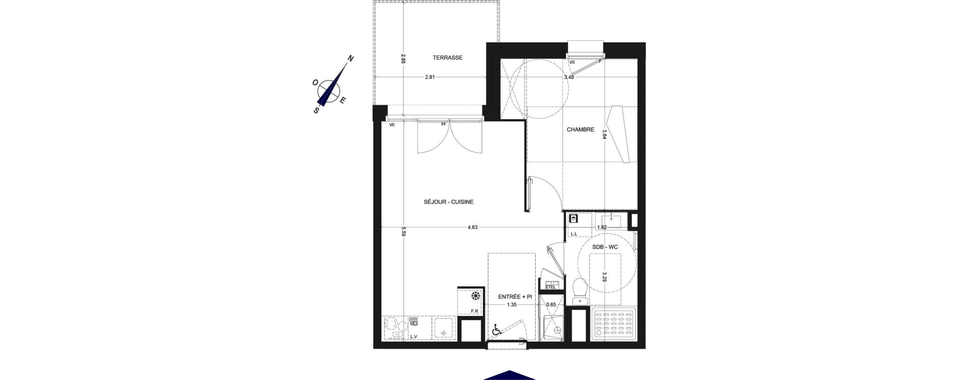 Appartement T2 de 39,88 m2 &agrave; Charvonnex Centre