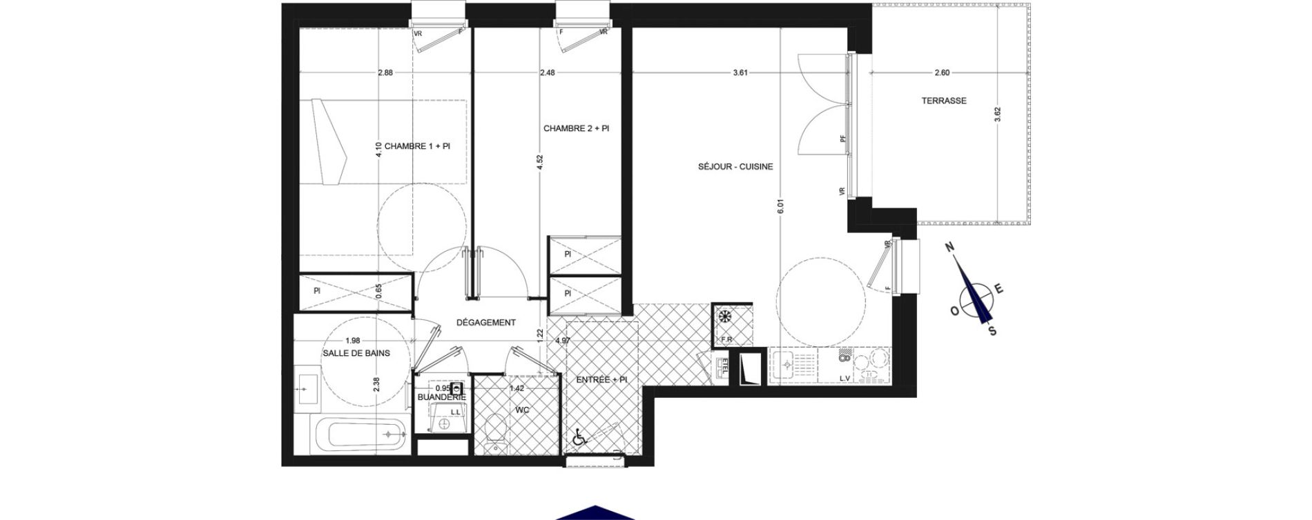 Appartement T3 de 61,06 m2 &agrave; Charvonnex Centre