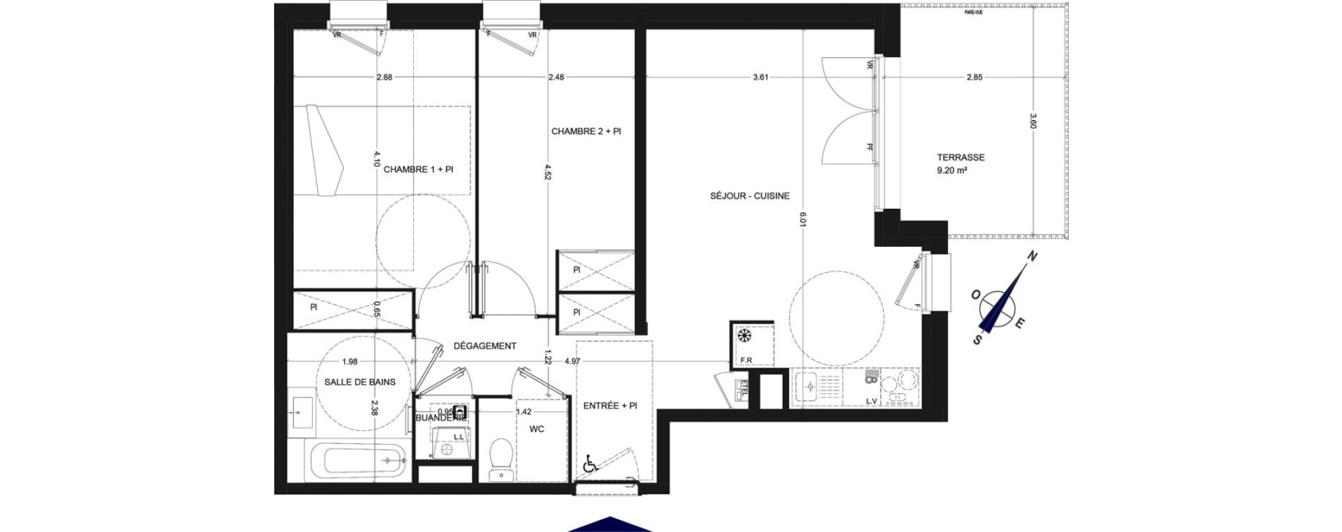 Appartement T3 de 61,06 m2 &agrave; Charvonnex Centre