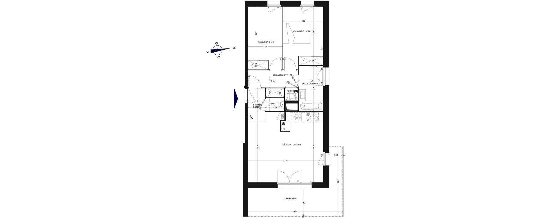 Appartement T3 de 63,37 m2 &agrave; Charvonnex Centre