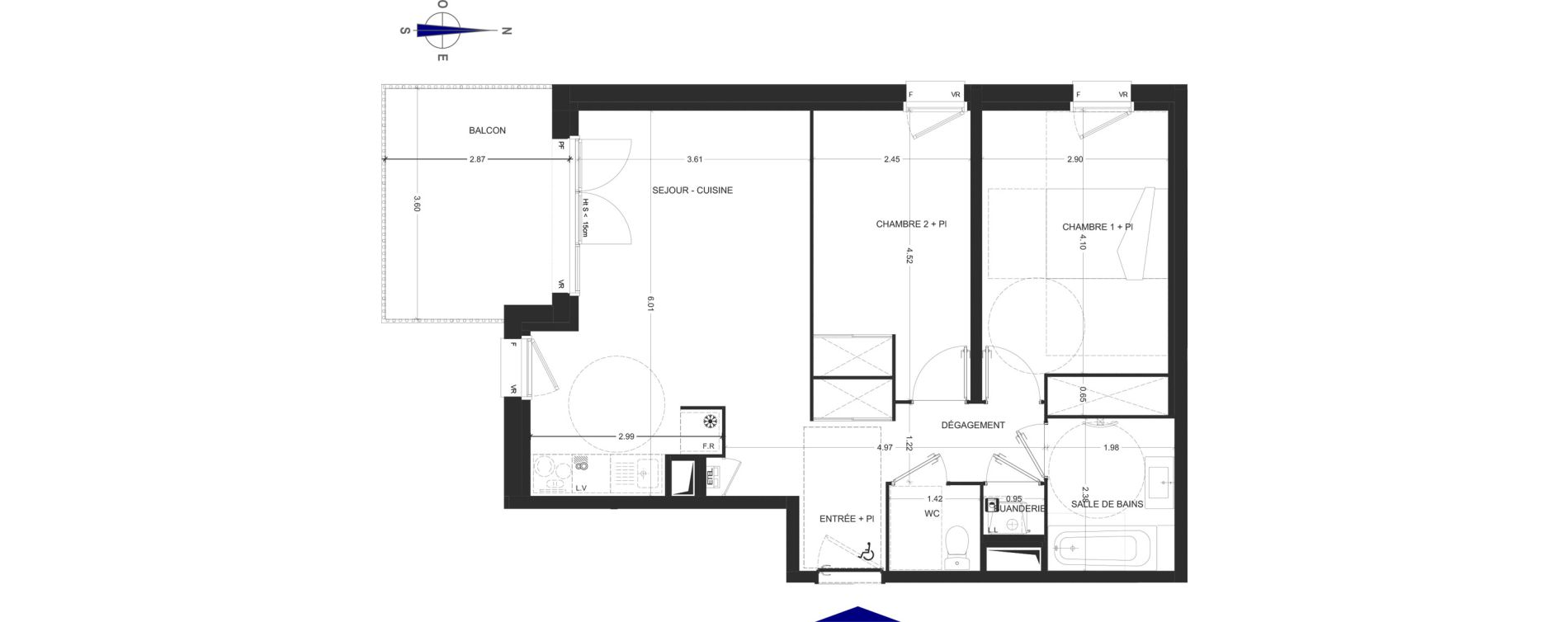 Appartement T3 de 60,88 m2 &agrave; Charvonnex Centre