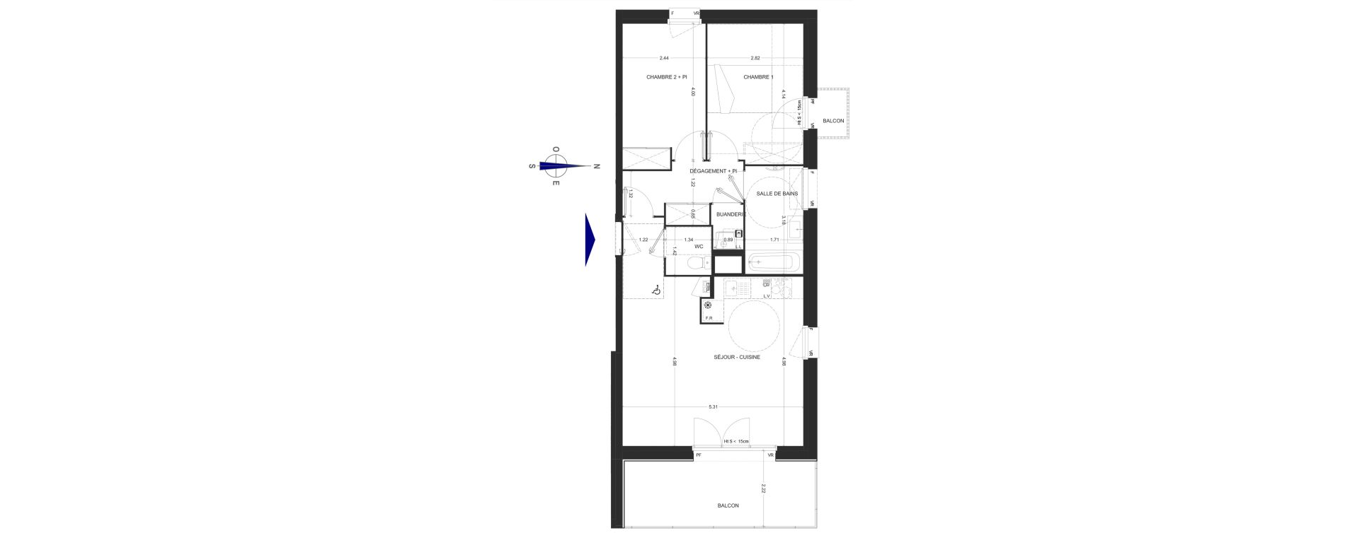 Appartement T3 de 63,49 m2 &agrave; Charvonnex Centre