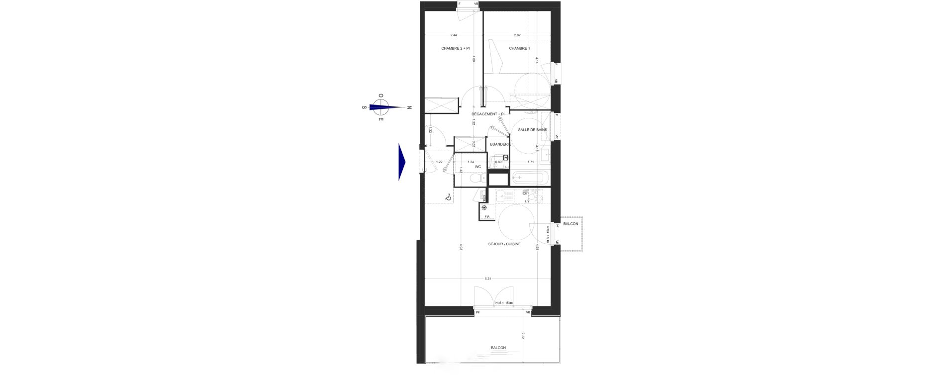 Appartement T3 de 63,49 m2 &agrave; Charvonnex Centre