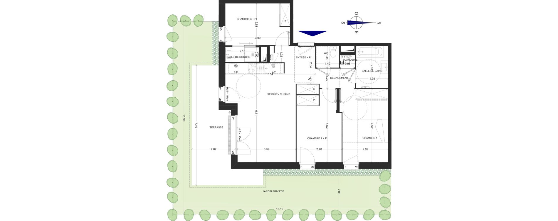 Appartement T4 de 76,09 m2 &agrave; Charvonnex Centre