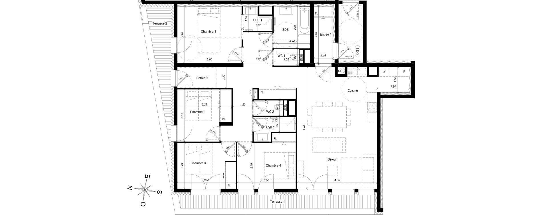 Appartement T5 de 118,87 m2 &agrave; Ch&acirc;tel Centre
