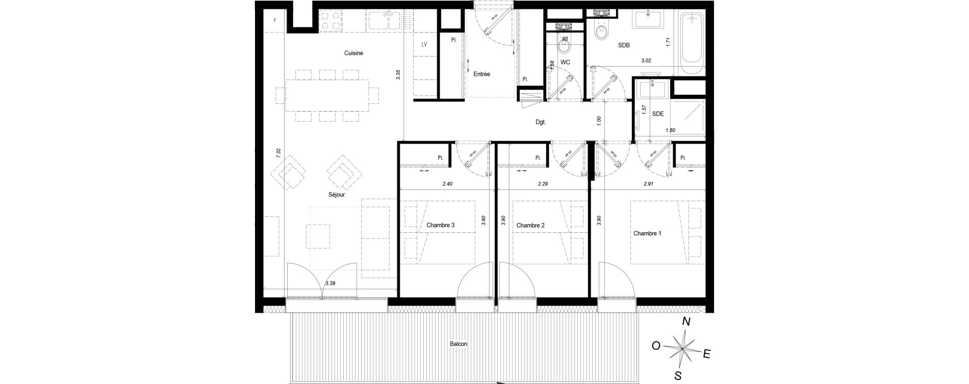 Appartement T4 de 77,09 m2 &agrave; Ch&acirc;tel Centre