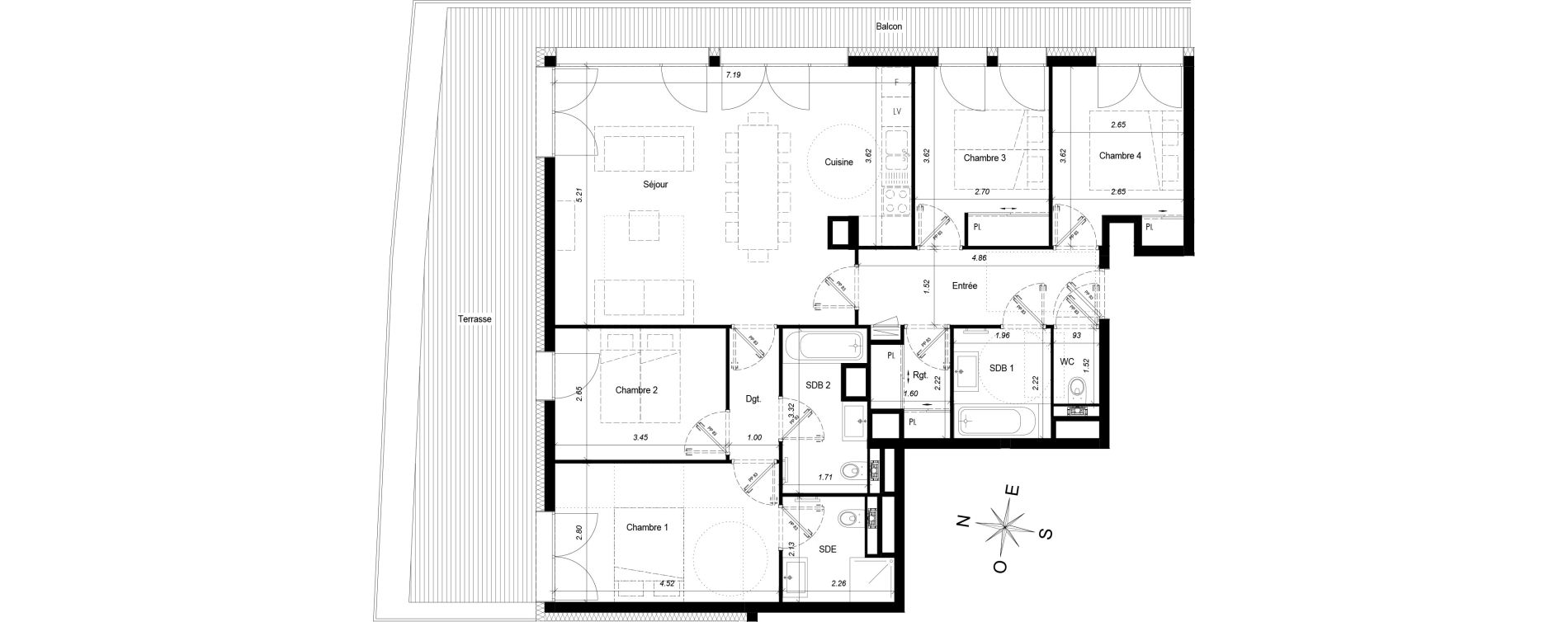 Appartement T5 de 103,95 m2 &agrave; Ch&acirc;tel Centre