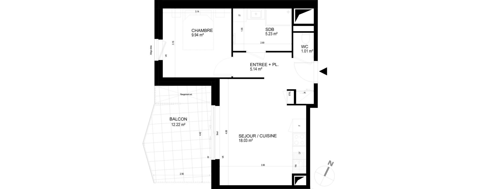 Appartement T2 de 39,38 m2 &agrave; Chavanod Centre