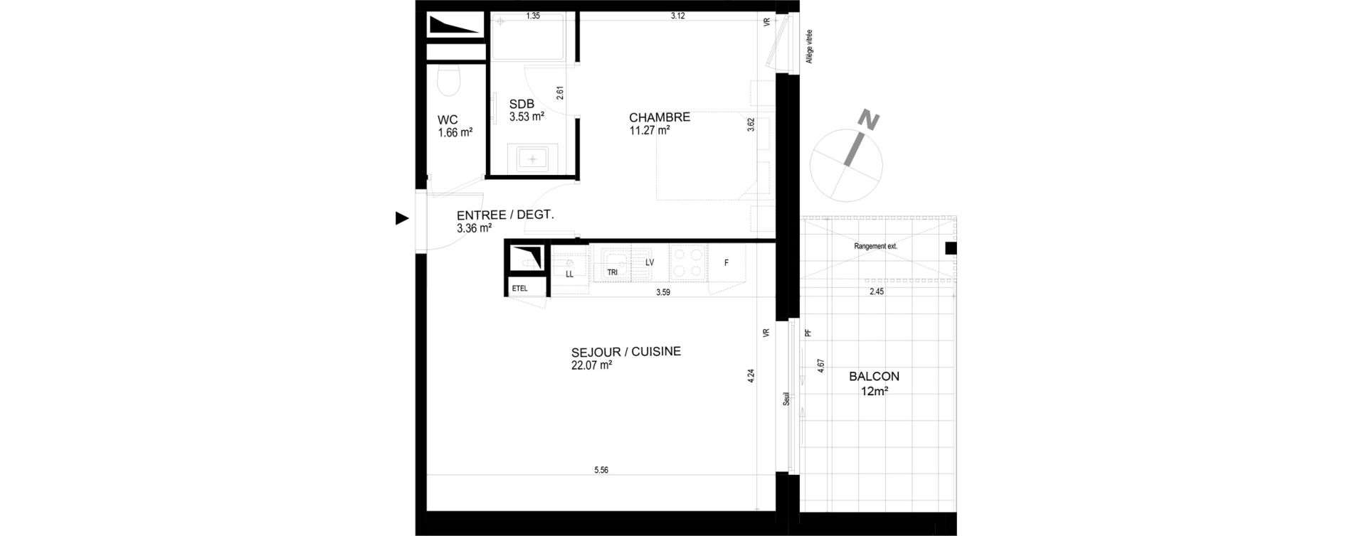 Appartement T2 de 41,89 m2 &agrave; Chavanod Centre