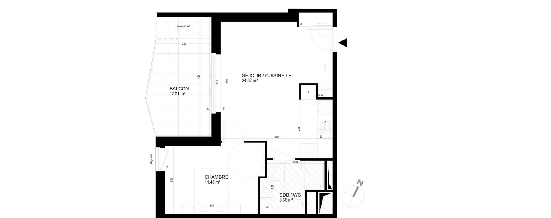 Appartement T2 de 41,86 m2 &agrave; Chavanod Centre