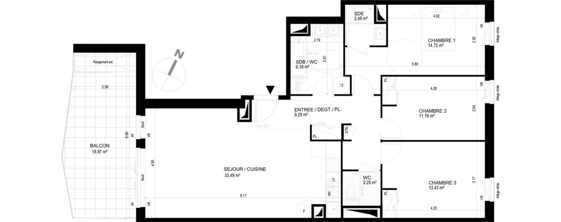 Appartement T4 de 93,10 m2 &agrave; Chavanod Centre