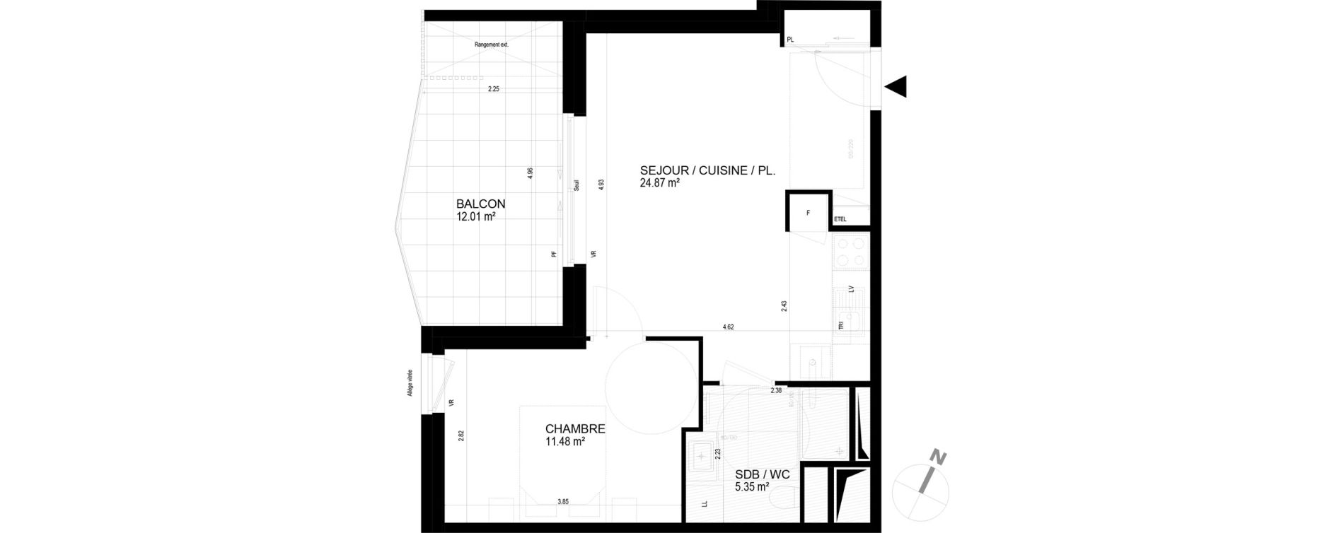 Appartement T2 de 41,86 m2 &agrave; Chavanod Centre