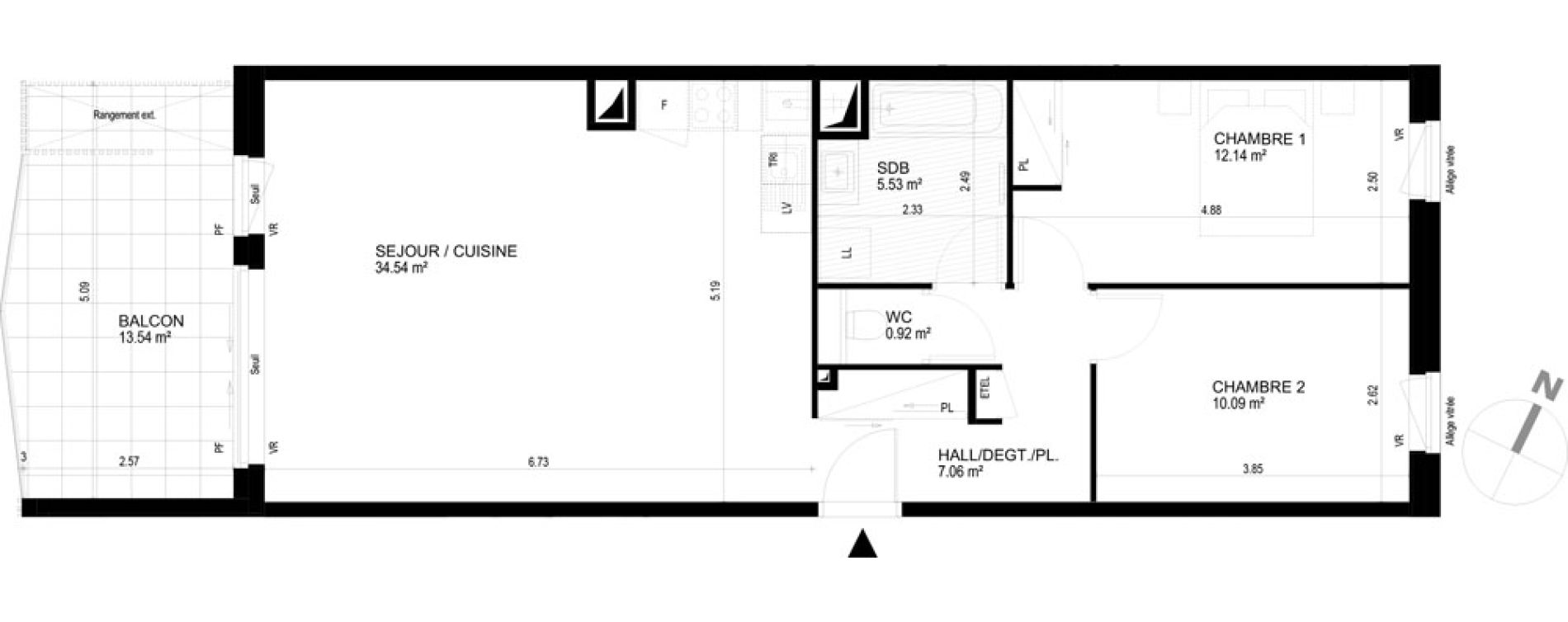 Appartement T3 de 70,28 m2 &agrave; Chavanod Centre