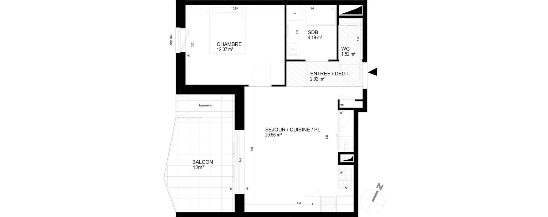 Appartement T2 de 41,27 m2 &agrave; Chavanod Centre
