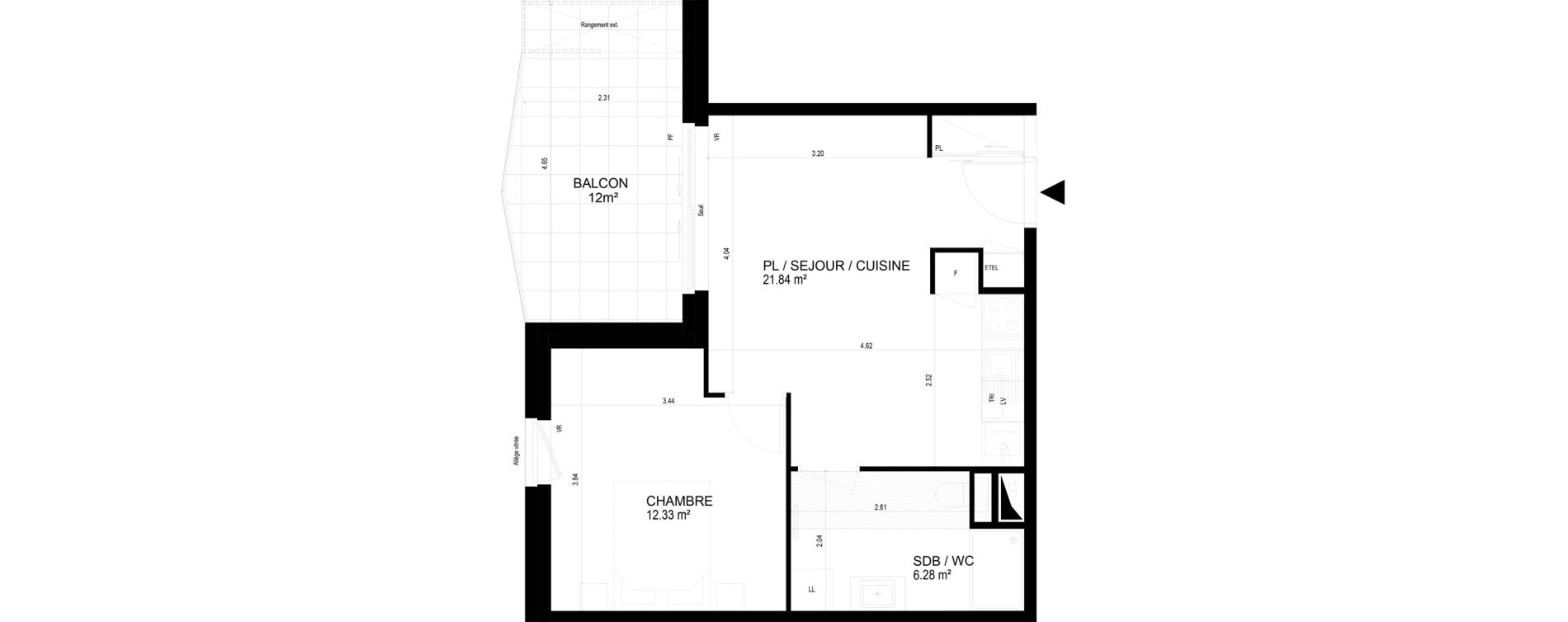 Appartement T2 de 40,45 m2 &agrave; Chavanod Centre