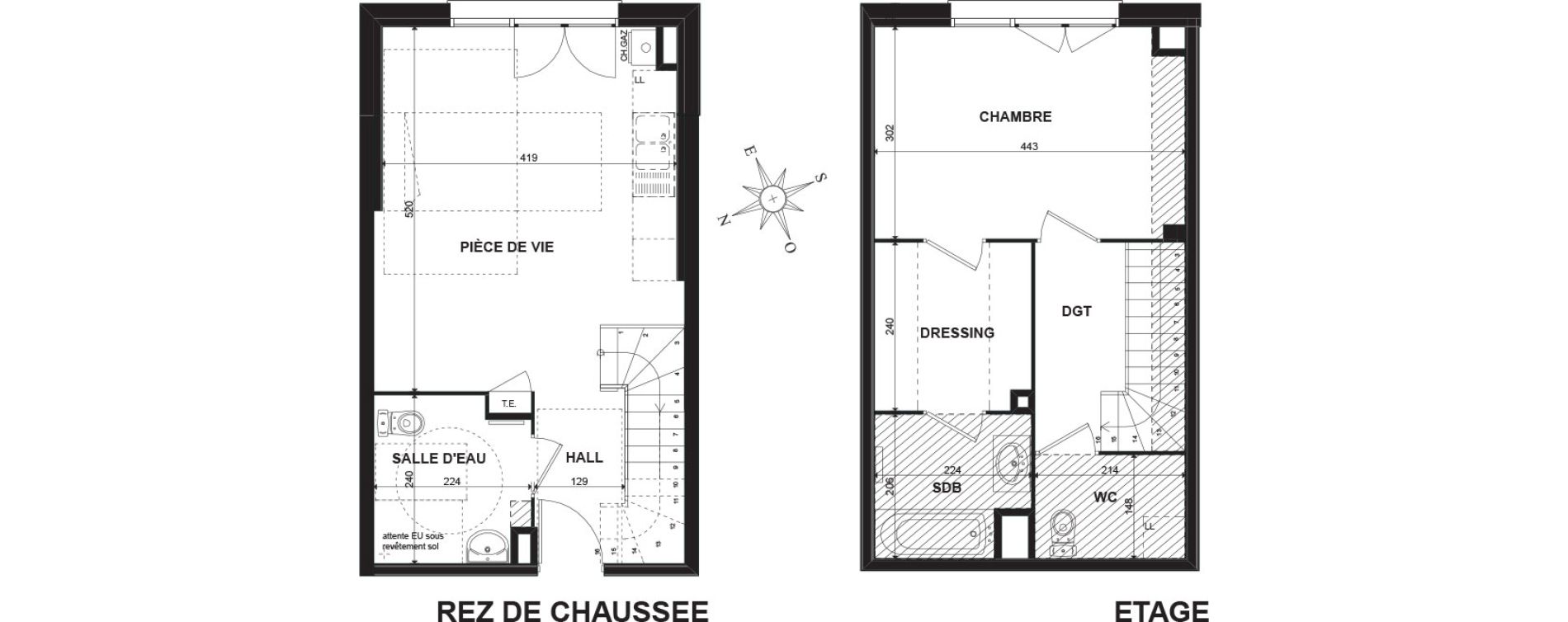 Duplex T2 de 59,10 m2 &agrave; Chens-Sur-L&eacute;man Centre