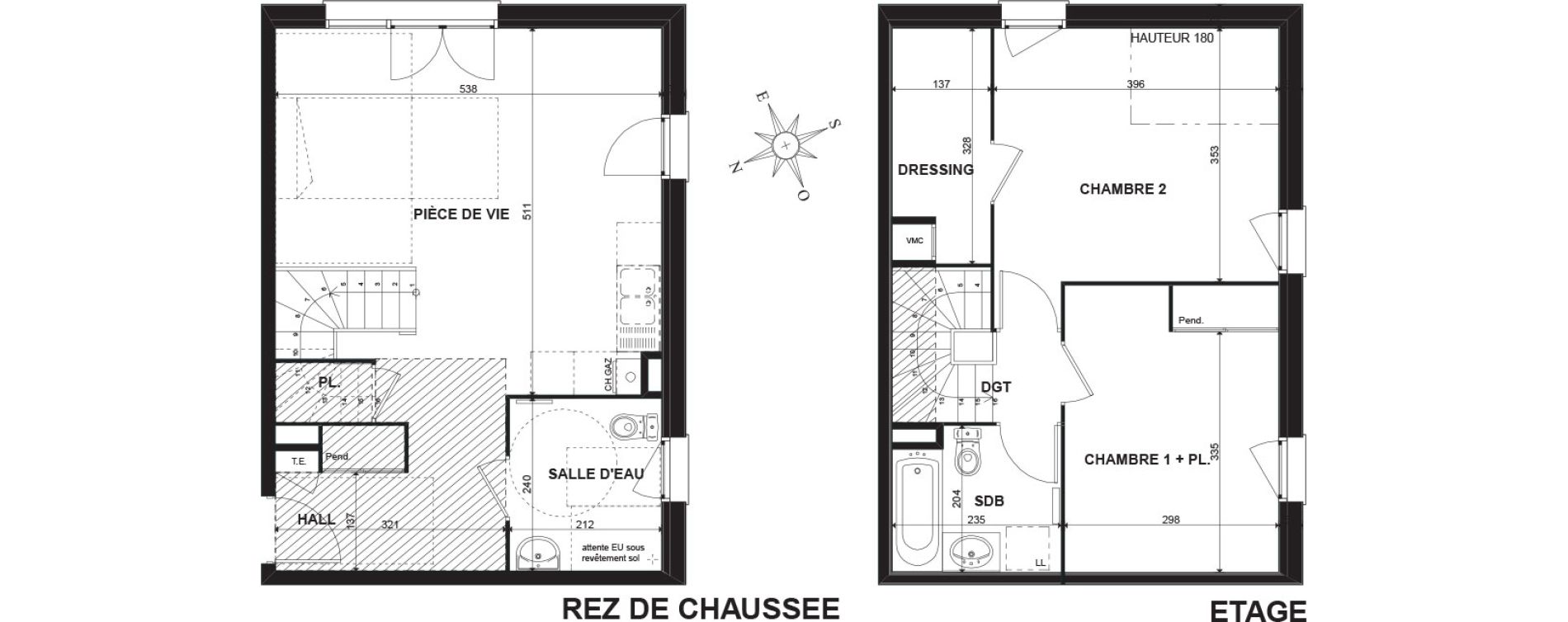 Duplex T3 de 73,56 m2 &agrave; Chens-Sur-L&eacute;man Centre