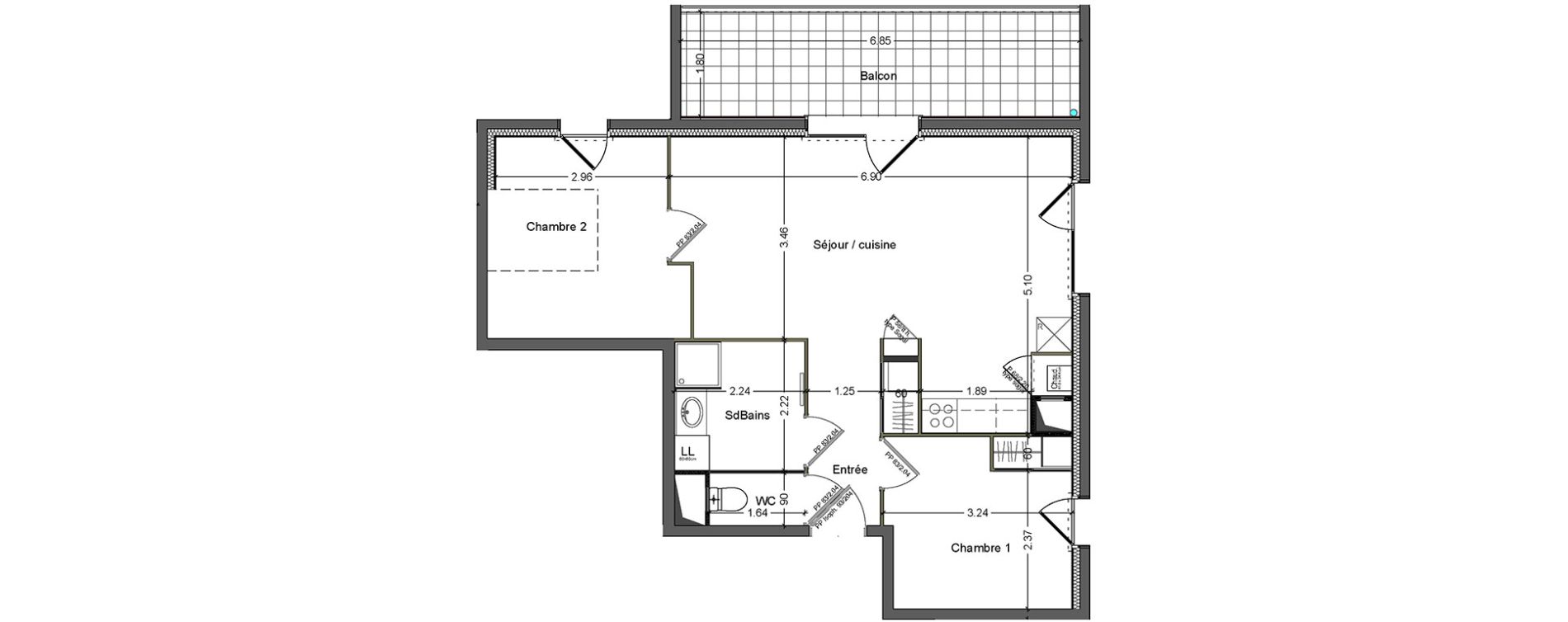 Appartement T3 de 58,89 m2 &agrave; Cluses Centre