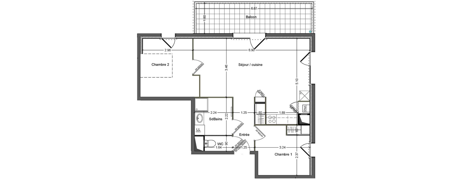 Appartement T3 de 58,89 m2 &agrave; Cluses Centre