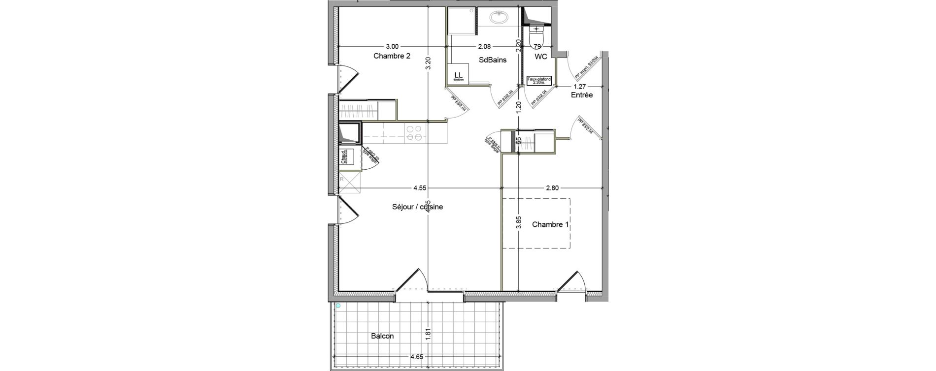 Appartement T3 de 55,03 m2 &agrave; Cluses Centre